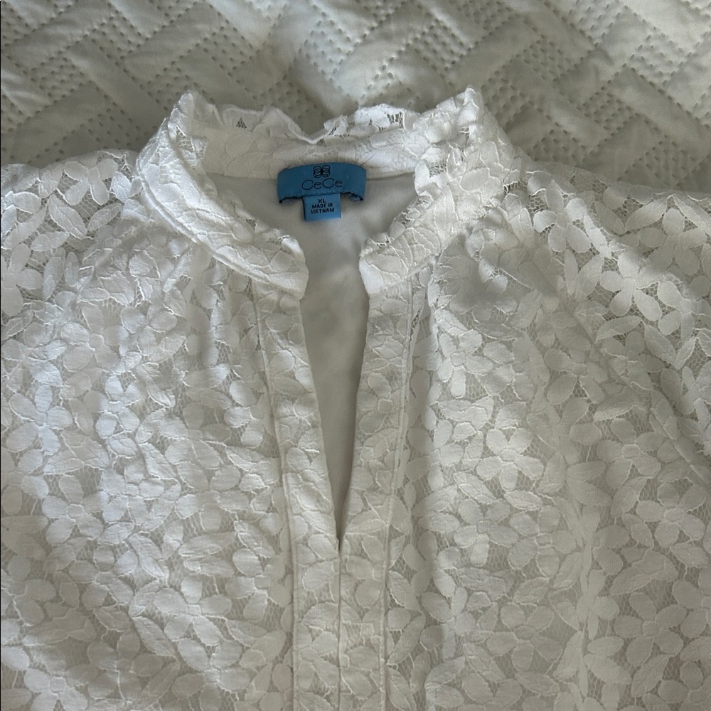 CeCe Women's Ivory Floral Lace Blazer